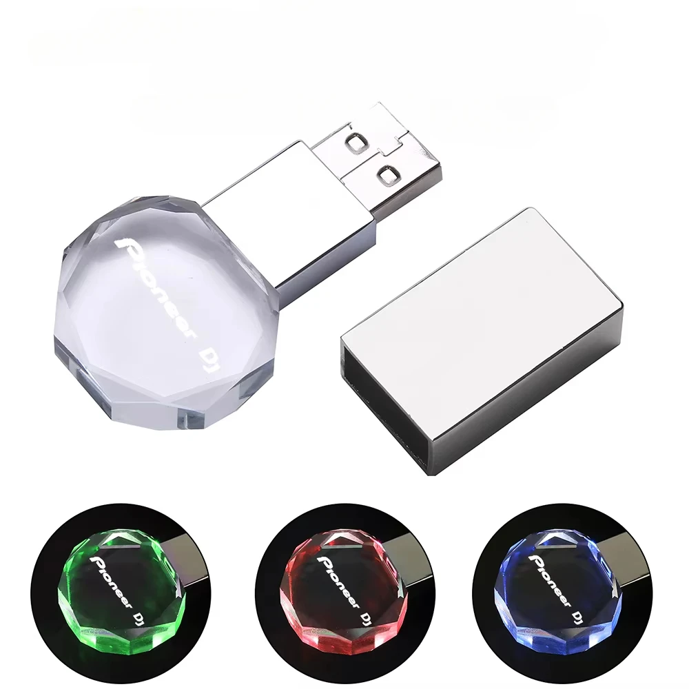 Rhombus Crystal Pioneer DJ Pen Drive 64 ГБ Светодиодный флэш-накопитель USB 32 ГБ Бесплатный логотип Память Pendrive Креативные подарки U Disk (art.: 3920cd324d7c2) - 3920cd324d7c2