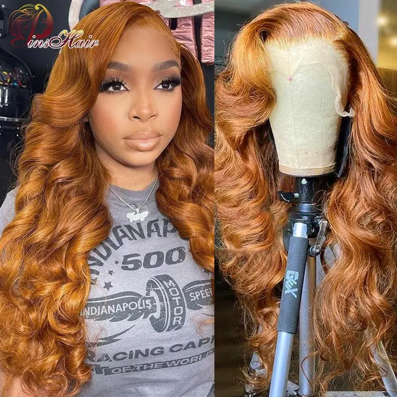 Ginger Brown Lace Front Human Hair Wigs For Women Remy Body Wave Lace Front Wig Malaysian #30 Colored Lace Front Wigs Human hair