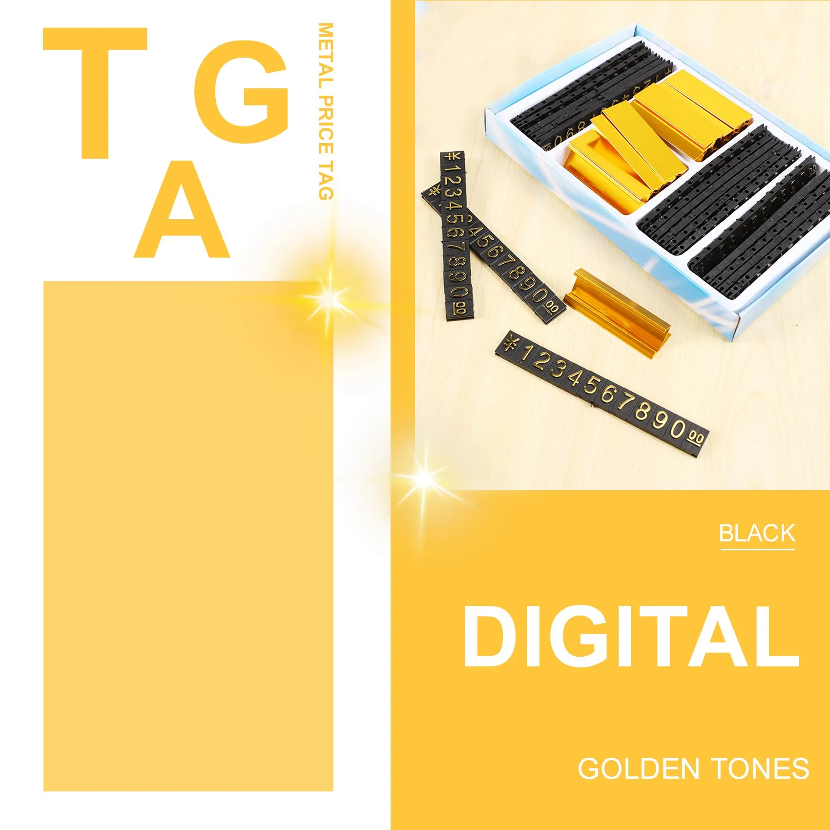 19-групповый металл золотого тона арабские цифры вместе ценники