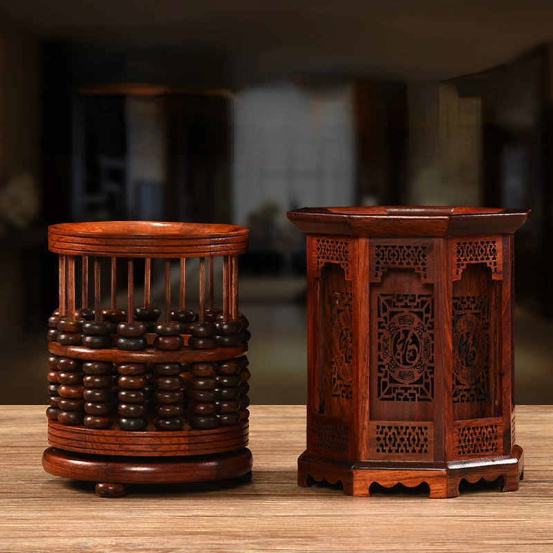 

Luxury mahogany pen holder gift box for storing vintage Chinese style gifts in the office study desk organizers