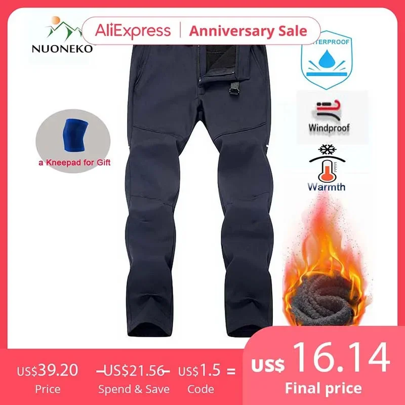 Новые толстые флисовые Походные штаны NUONEKO мужские зимние уличные теплые мягкие