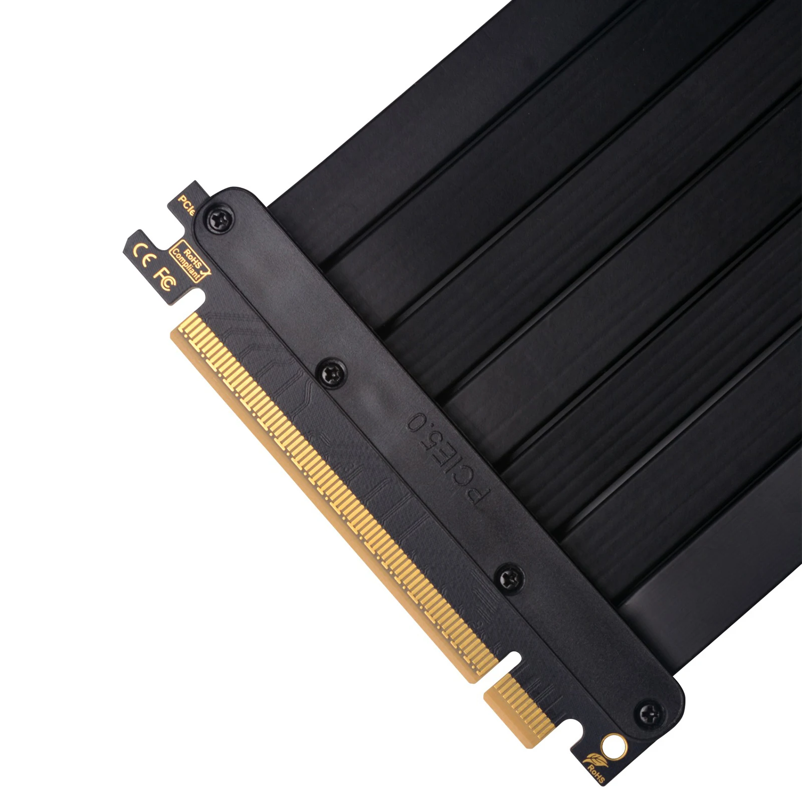 Фото Кабель-райзер для графического процессора PCIe 5.0 X16, 90 градусов, 20 см, плоский гибкий, 32 ГТ/с, с позолоченными контактами и 15-мм винтовым креплением. №5