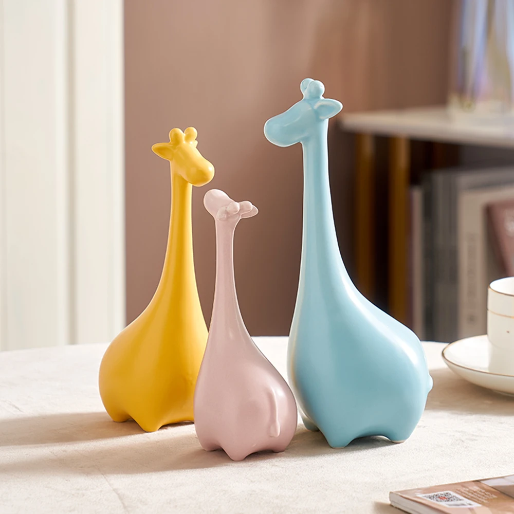 

Nordic Ceramic Deer Family Figurines Ins Style Home Decoration Animal Crafts Ornament Cute Deers Statue Desktop Decor Kids Gift