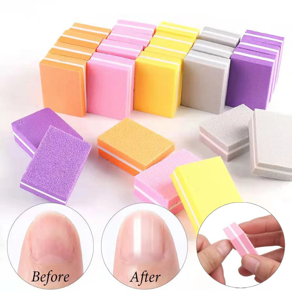 

10/25/50pcs Double-sided Mini Nail File Blocks Colorful Sponge Files Nail Polish Sanding Buffer Strips Polishing Manicure Tools
