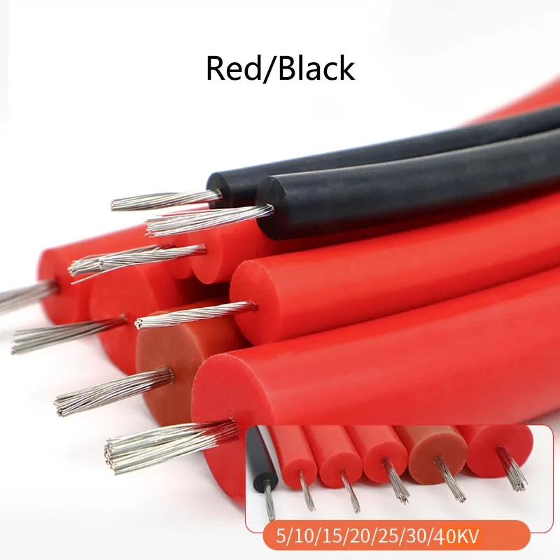 Силиконовый кабель постоянного тока 5/10/15/20/25/30/40KV 20/18/17/15/13/11/9AWG1Meter