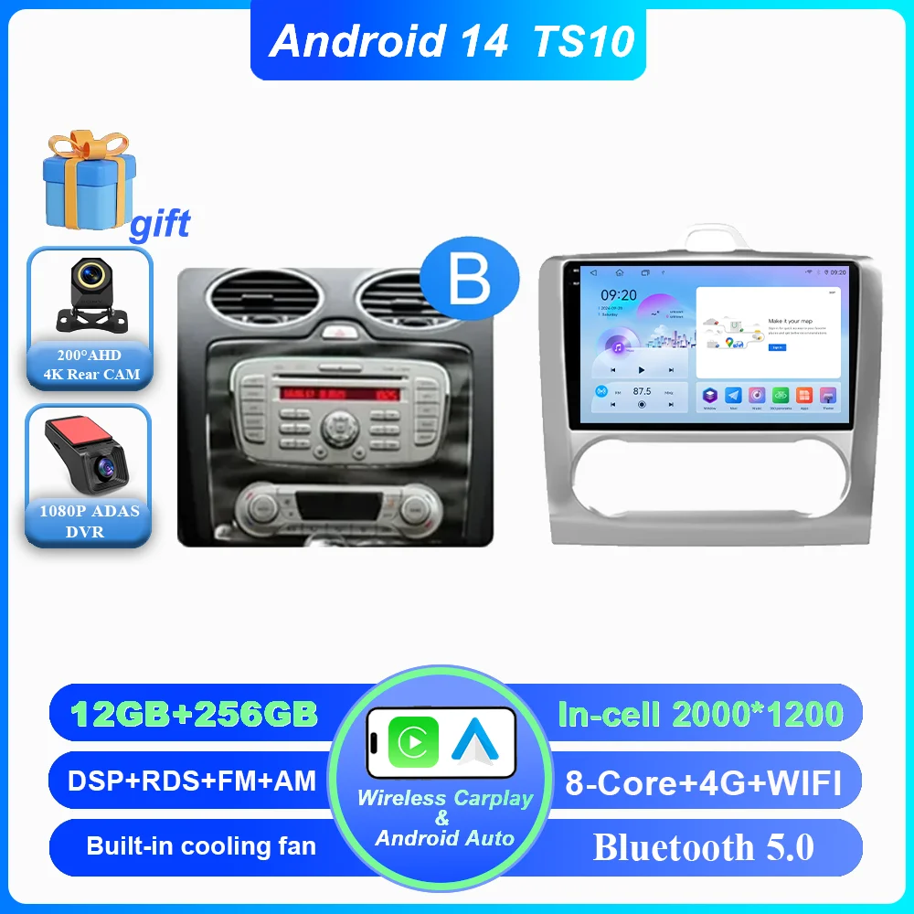 

Автомобильный Android 14 GPS-навигатор для Ford Focus 2 3 Mk2/Mk3 2004-2011, авторадио, стерео, мультимедийный видеоплеер, Carplay NO 2DIN DVD