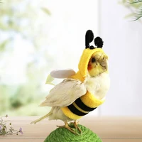 cute bee shaped birds clothes flying suit parrots costume cosplay winter warm hat hooded pet accessories for parakeet cockatiel