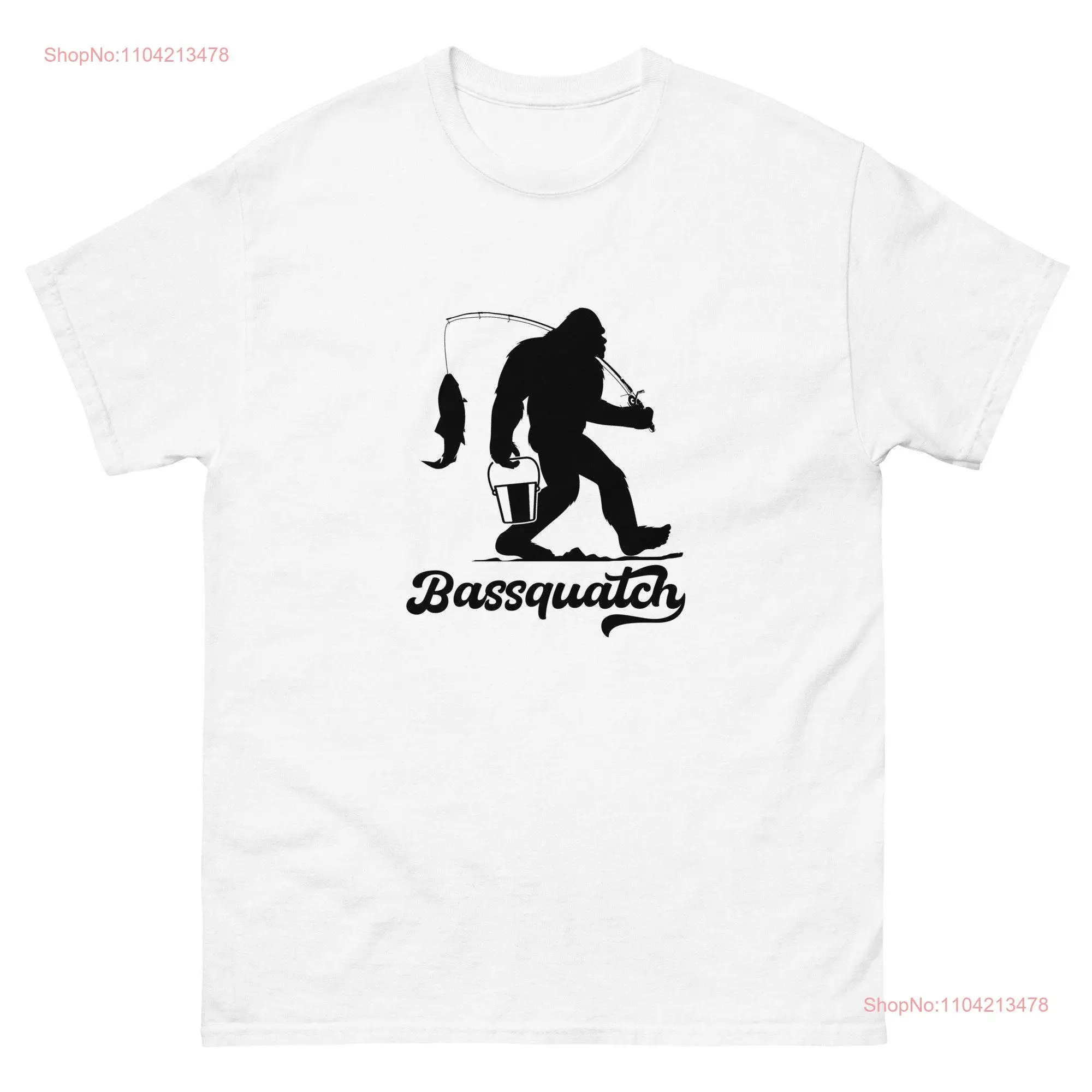 Bassquatch Funny Bigfoot Fishing Outdoor Классическая футболка с длинными или короткими рукавами
