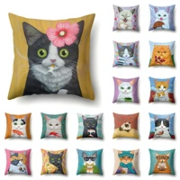 cute cat sofa pillow cover polyester double sided print pillow case 45x45cm lovely animal pet polyester cushion cover home decor