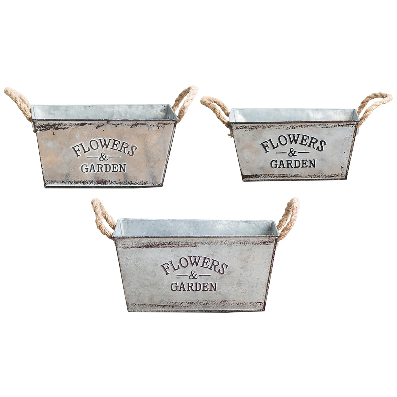 

3pcs Storage Square Hanging Garden Plant Bucket Home Decor Iron Art Retro Portable Balcony With Handle Multipurpose Flower Pot