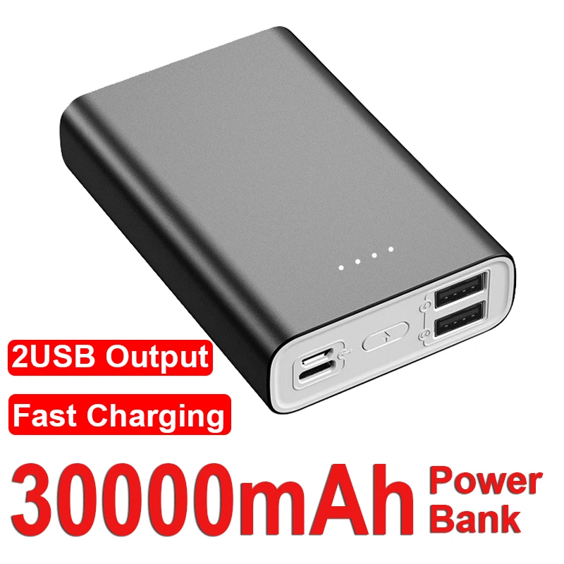 

Fast Charging Power Bank Portable 30000mAh Charger 2.1A 2USB Output External Battery for iPhone Xiaomi