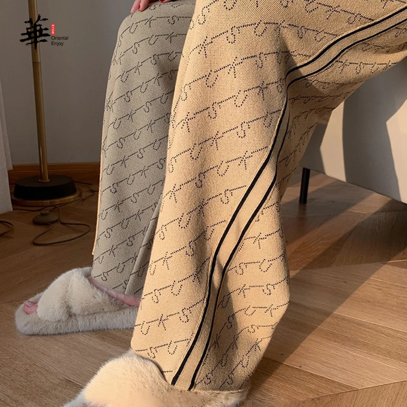 Комплект из Свитера и брюк женский зимний повседневный костюм трикотажный топ с