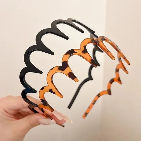 Женские модные повязки на голову с зубами, однотонные зубчатые нескользящие ленты-расчески для волос для девочек, спортивные повязки для мытья лица, аксессуары для волос