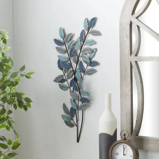 

Indoor Blue Metal Traditional Floral Wall Decor
