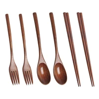 wooden cutlery set portable eco friendly reusable flatware utensils set spoon fork chopsticks for office camping lunch