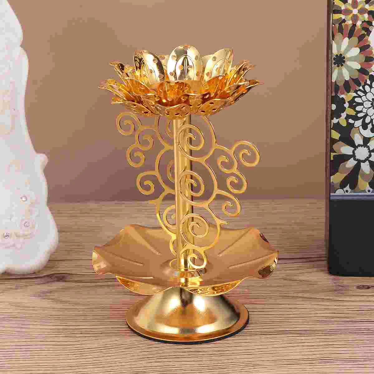 Фото Подсвечник с лотосом Diwali, подсвечник, Индийский Золотой подсвечник Diya, подставки для декора, латунные масляные подсвечники для чая, фонарик... №2