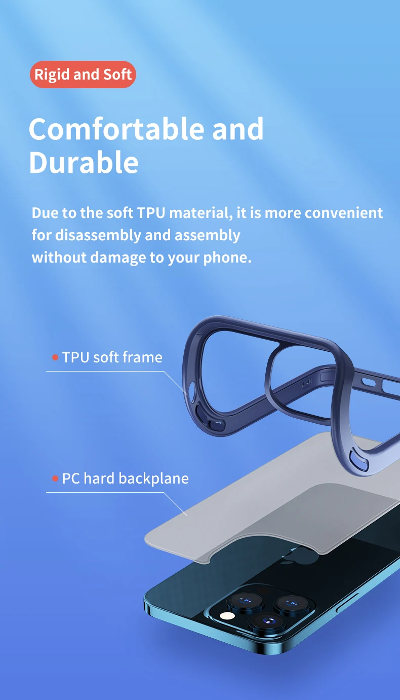 Rock Shockproof for iPhone 14 Pro Case,Translucent Matte Hard Back with Silicone Slim Protective Anti-Fingerprint Anti-Scratch