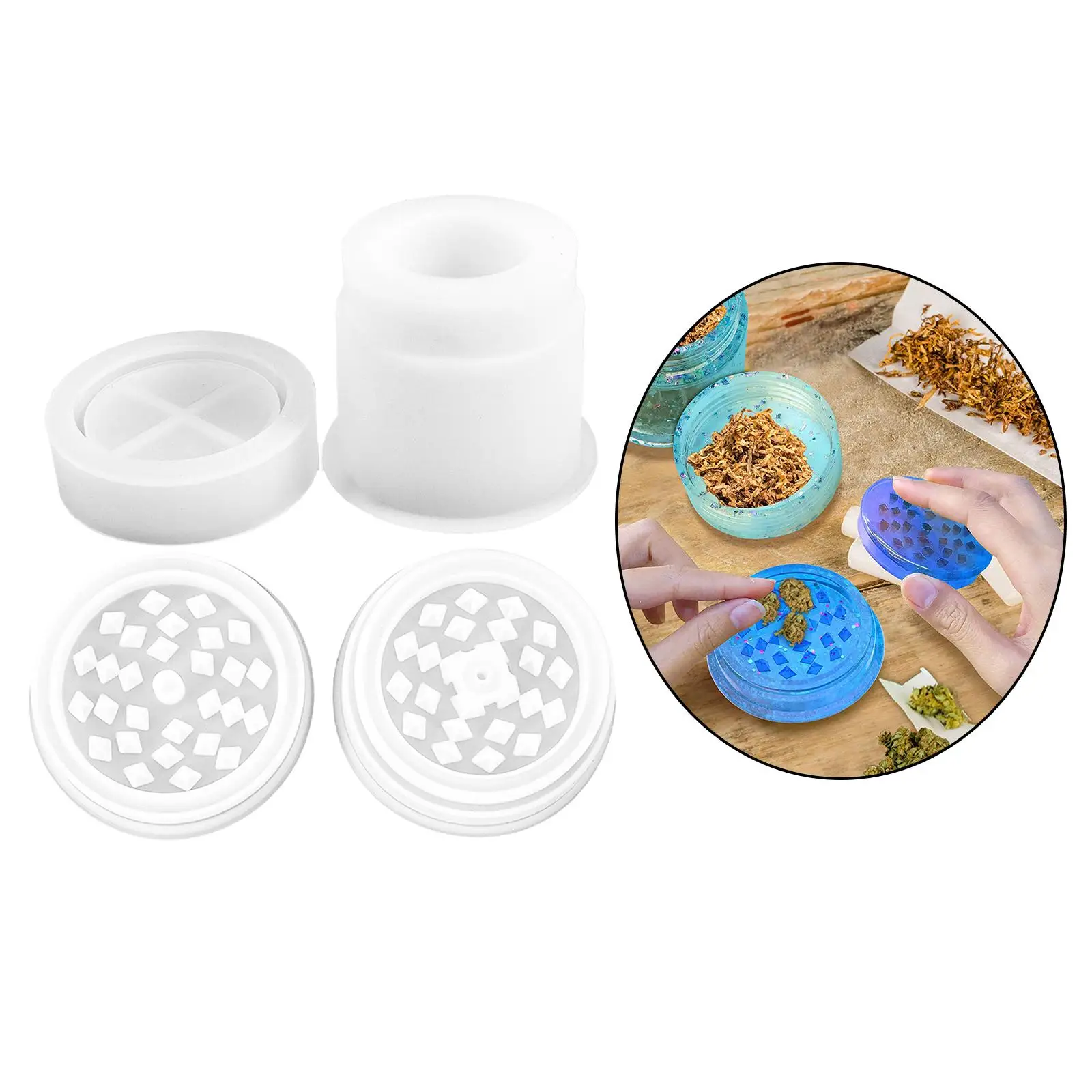 

Resin Molds ForRound Jar And Spice Grinder DIY Silicone Epoxy Casting Mold