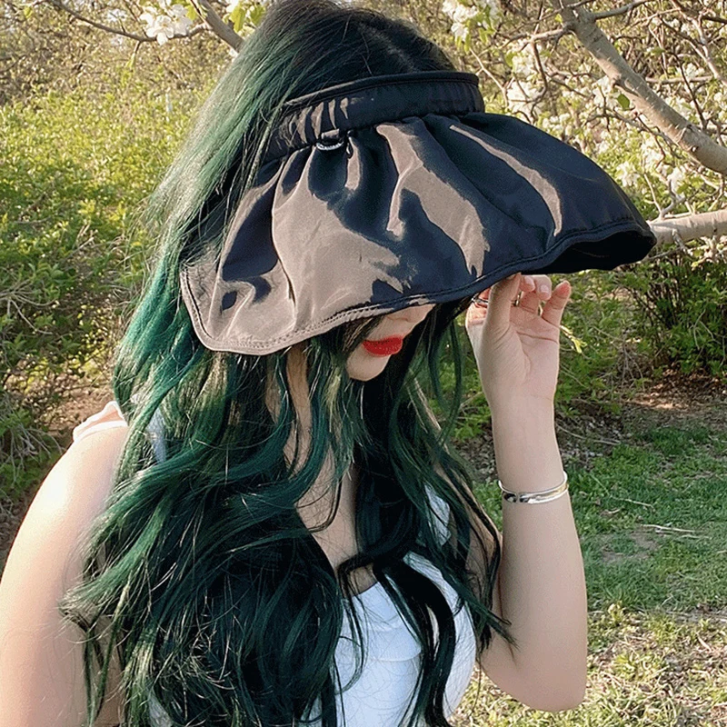 

New shell empty top hat outdoor sunshade sunshade folding headband sun hat