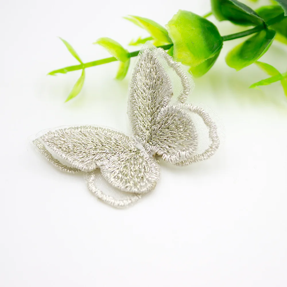 50 шт. аппликаций-бабочек для вышивки, двухслойные, 3D, кружевные пластыри, материалы для декора платьев и головных уборов Сделай сам.