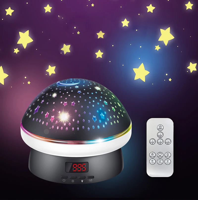 LED Baby Night Light For Children Romantic Rotating Mushroom Projector USB Powered Starry Sky Projection Atmosphere Lamp