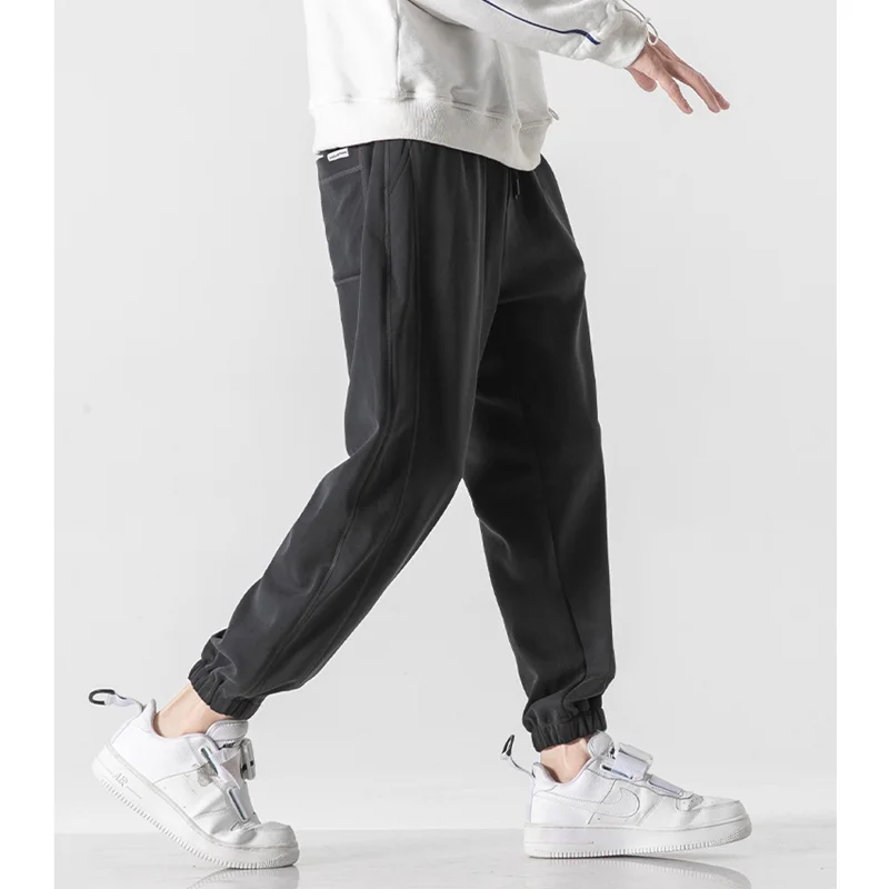 Streetwear Men 2022 Autumn and Winter Fashion New Pattern Loose Sweatpants Elastic Waist Black/Bluish Grey Casual Pants Female