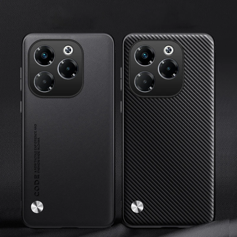 Кожаная задняя крышка для телефона Infinix Note 40x защита из углеродного волокна и