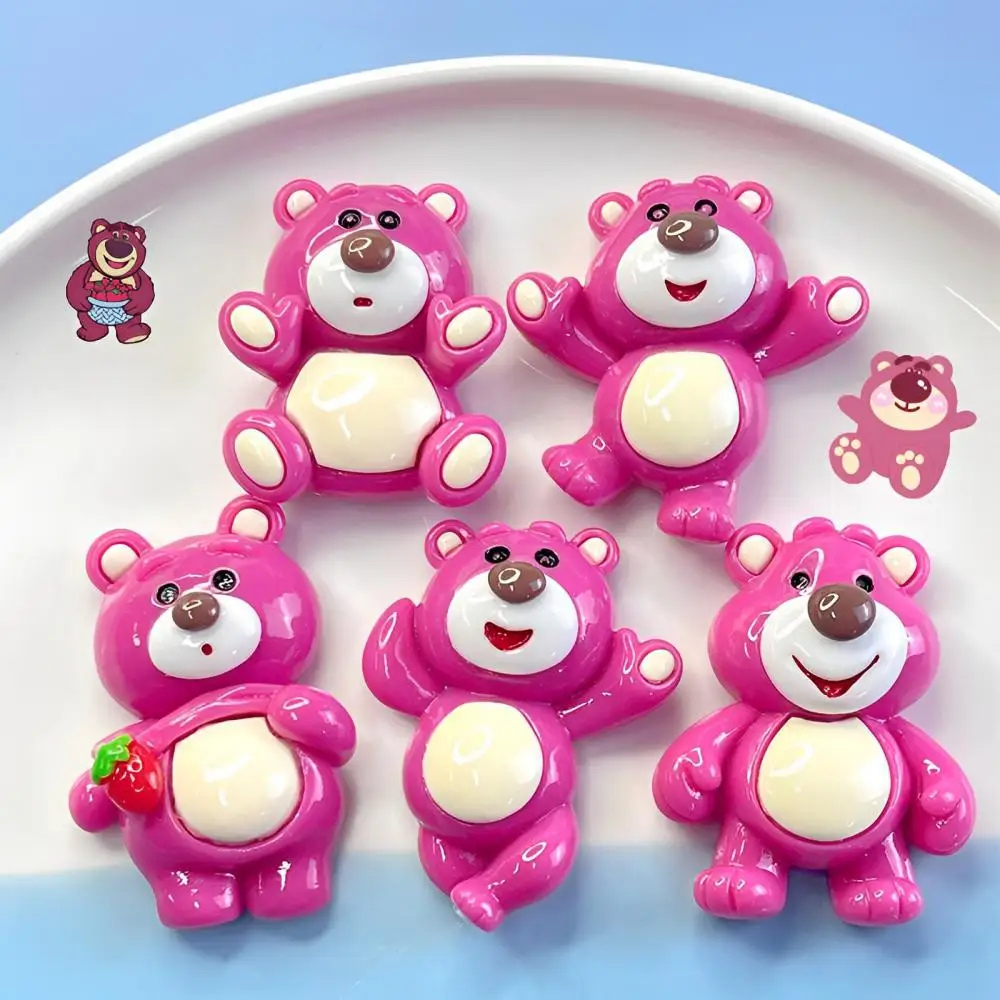 

Cartoon Strawberry Bear Resin Accessories Diy Large Size Refrigerator Sticker Phone Case Ornaments Decorative Materials Toys