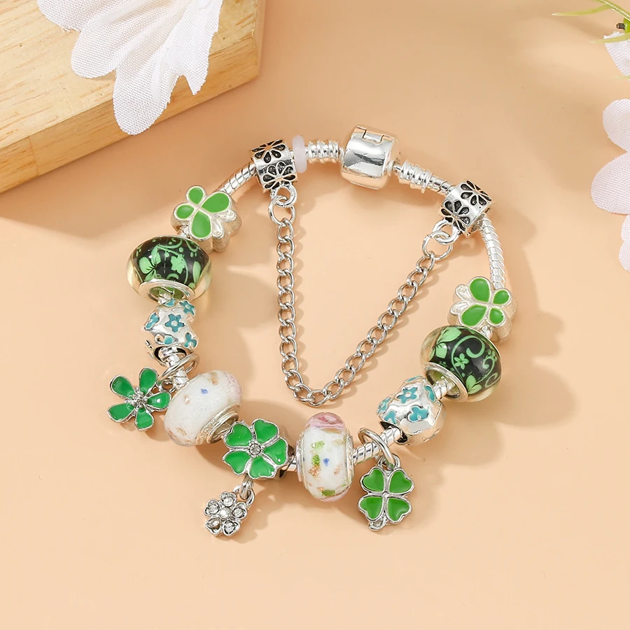 Seialoy новый зеленый цветок бабочка браслеты-подвески для женщин и девочек