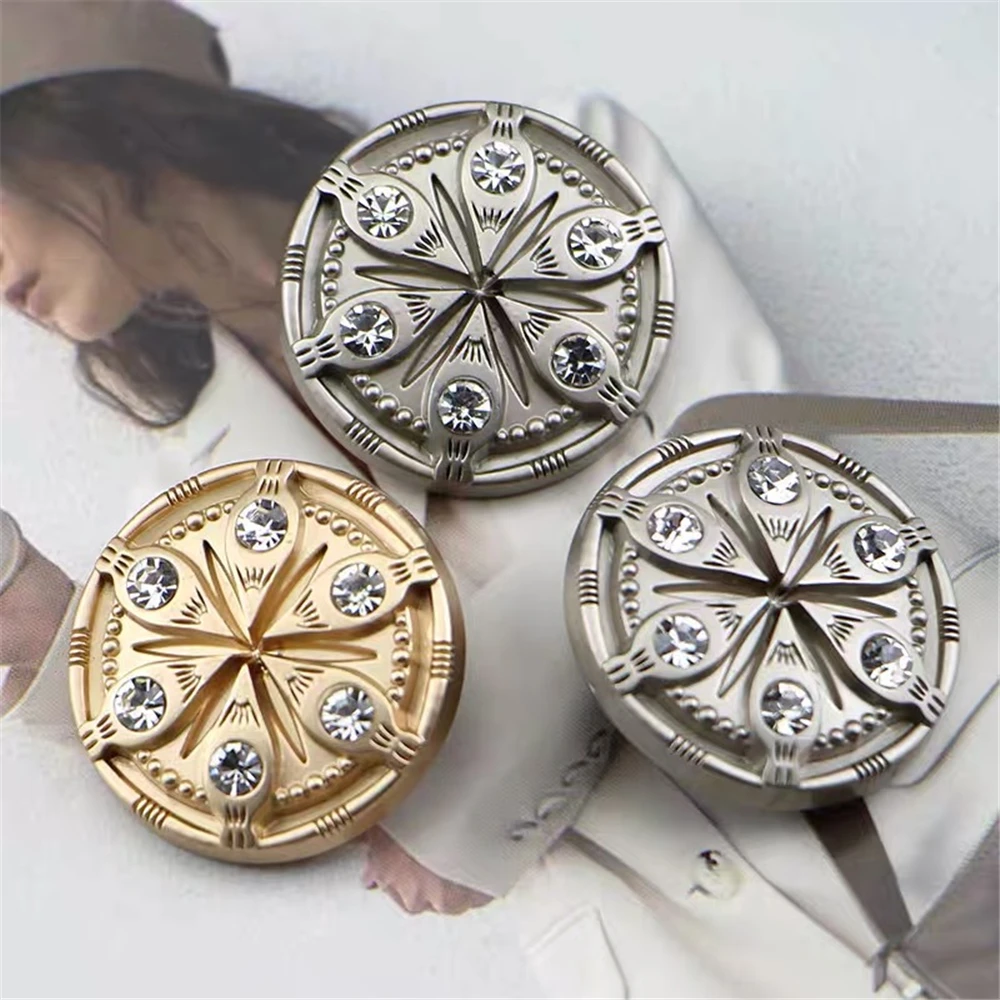 

10pcs 20/25mm Fashion Rhinestones Decorative Buttons for Clothing Women's Clothing Accessories Luxury Golden DIY Sewing Buttons