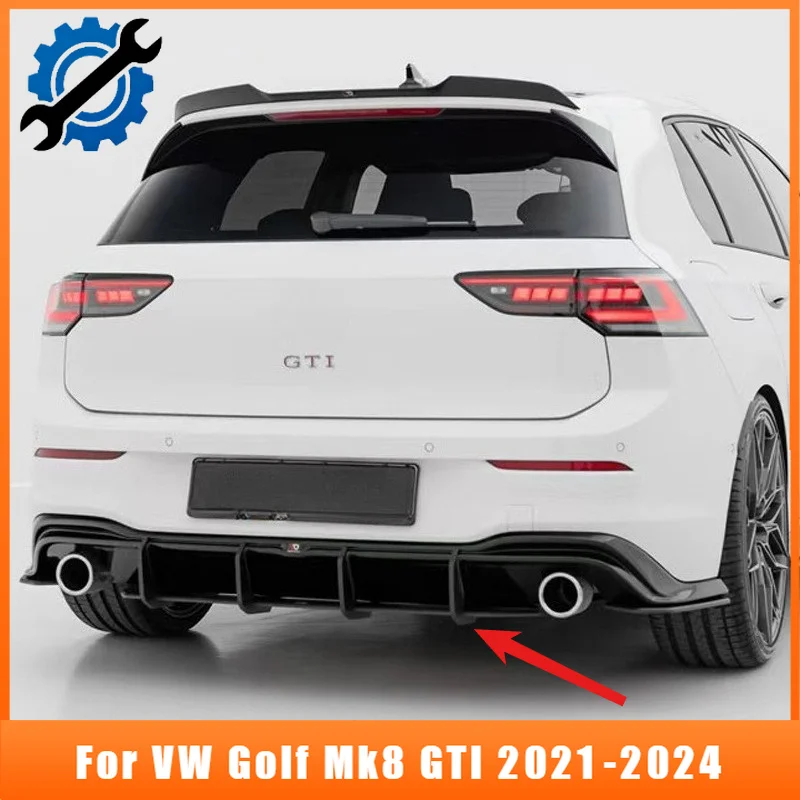 Фото Накладка-диффузор PP MAX Black на задний бампер для VW Golf Mk8 GTI 2021-2024, сплиттер-плавник, аксессуар для тюнинга автомобиля №1