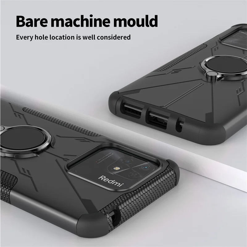 For Redmi 10C Case For Redmi 10C Cover Funda Shell Finger Ring Armor Shockproof Protective PC TPU Phone Bumper For Redmi 10C