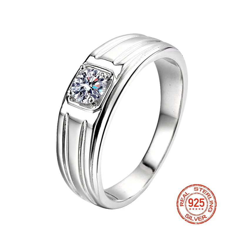 

Wedding Band Luxury Eternity Ring Fashion Eternity Hip Hop Silver Plated For Men Diamond 0.5ct Moissanite Engagement Ring