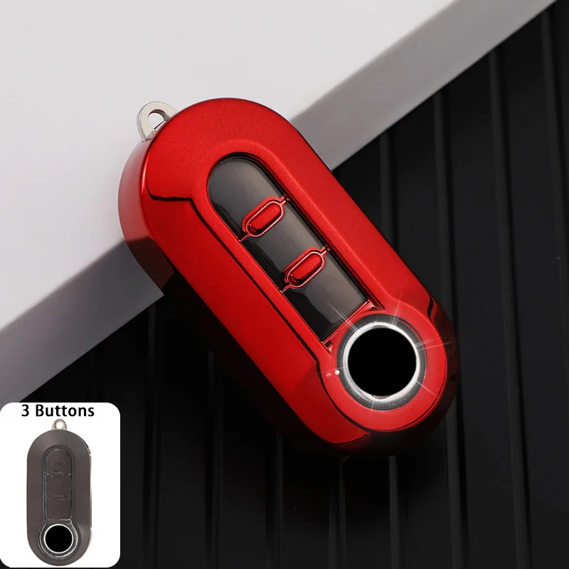 

TPU Folding Car Key Case Jacket For Fiat 500 Panda Punto Bravo 3 Buttons Remote Control Fobs Shell Protector Cover Accessory