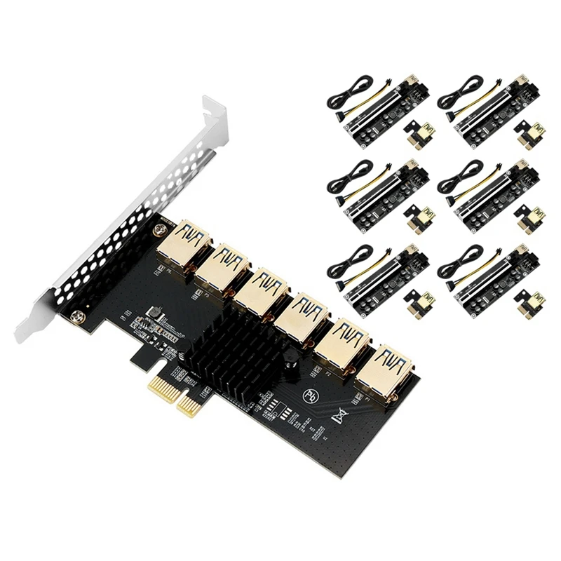 

VER009S Plus USB3.0 Riser Card+1 To 6 Graphics Card Expansion Card PCI Express X16 Extender Adapter For Miner Mining