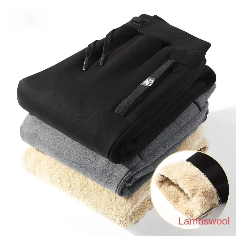 

Зимний теплый шерстяной хлопковый спортивный костюм, штаны, флисовый спортивный костюм с карманами на молнии, брюки для мужчин, мужской спортивный костюм, брюки 8Xl