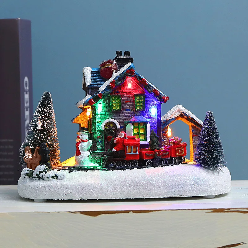 

Decor House Xmas Lighted Village Luminous Led Snow Winter Villa Mini Figurines Party Holiday Christmas Home Craft Glowing