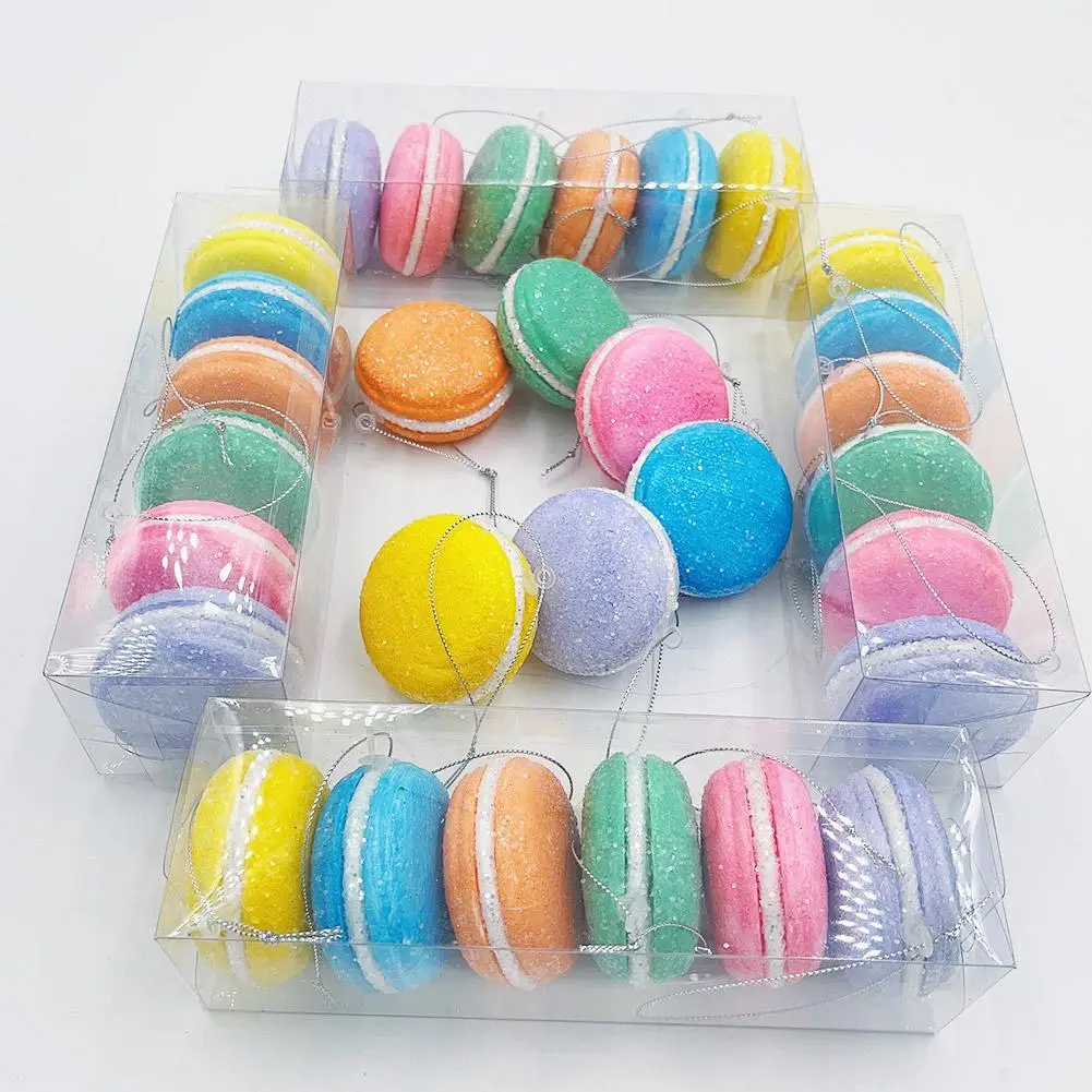 

6pcs Macaron Creative Cookie Pendant Christmas Tree Ornaments Colorful Macaron Cookies Ornaments For Party Decor Home Decoration