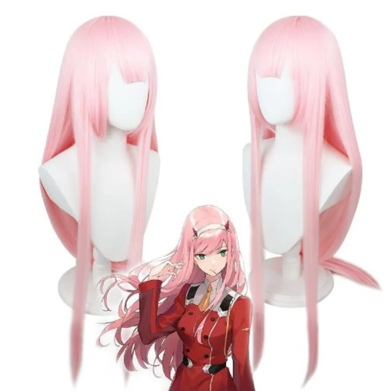 

Japanese Anime DARLING in the FRANXX Cosplay Hair Zero Two 02 Cosplay Headwear Women Long Pink Hair Synthetic Hair