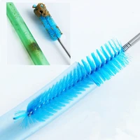 15590cm aquarium cleaning brush stainless steel flexible bent tube 2x brush water air tube hose cleaner fish tank accessories