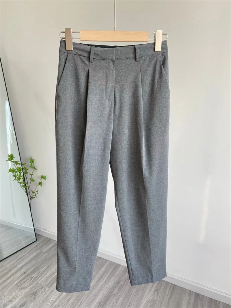2023 Summer Fashion Office Ankle-Length Pants Women Grey Pants