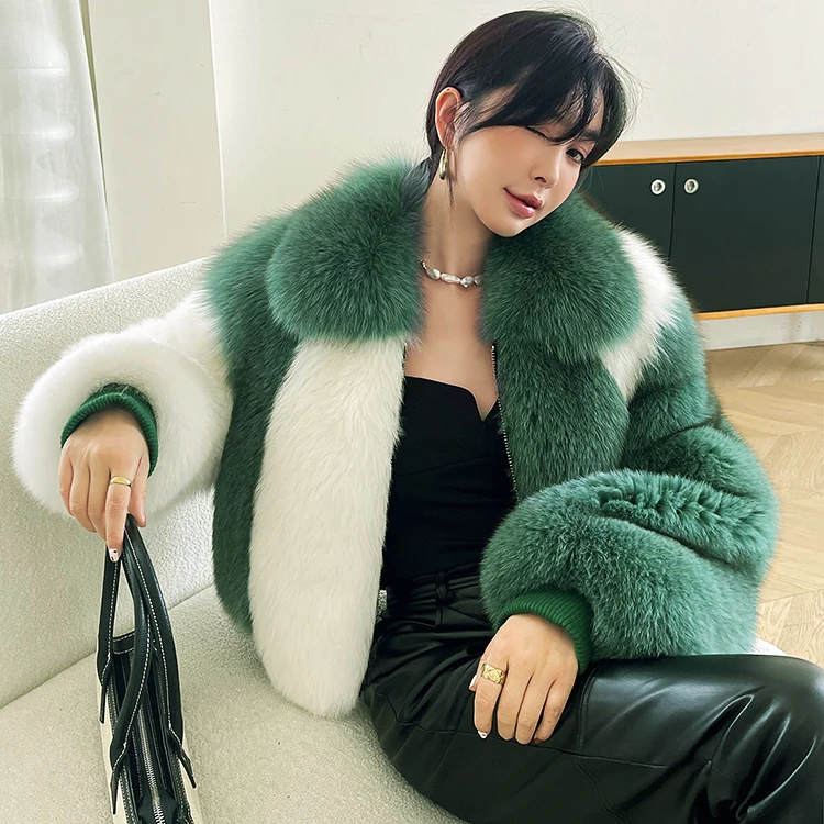 Women's fall winter Warm Natural Fox Fur Coat top quality Luxury Fashion natural fur jackets Wholesale  AN12