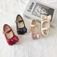 2022 spring new bow cute princess shoes girls soft bottom shallow mouth round toe shoes childrens leather shoes
