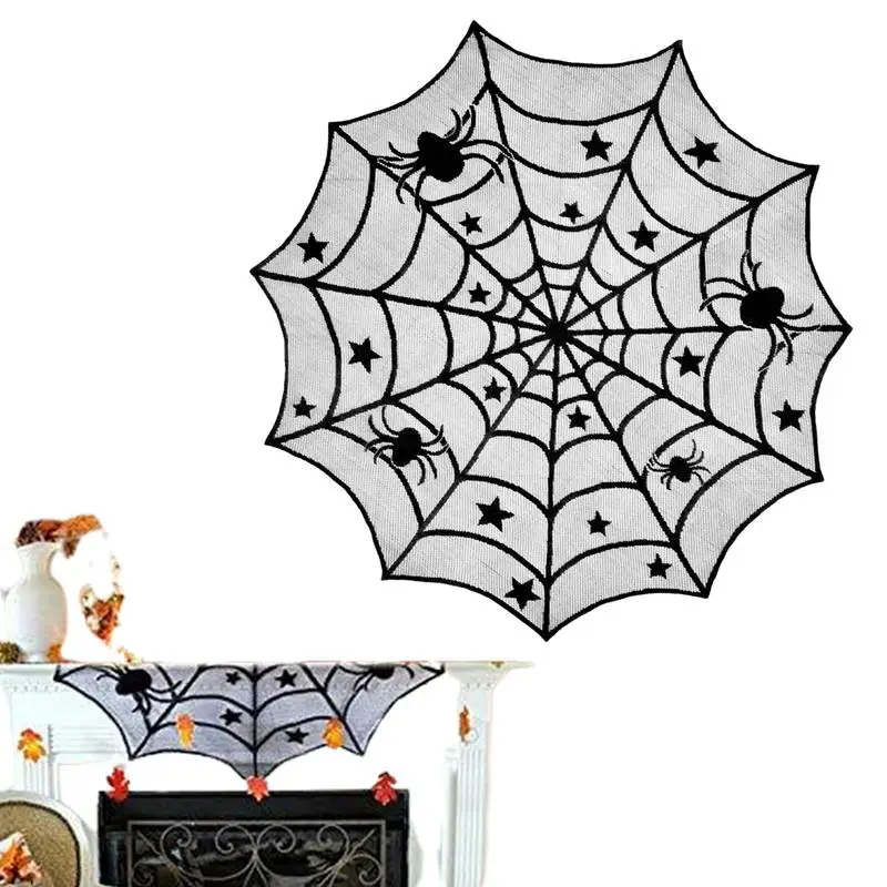 

Spiderweb Lace Table Cover Spider Cobweb Table Cloth Black Spider Web Lace Tablecloth Festive Party Halloween Supplies