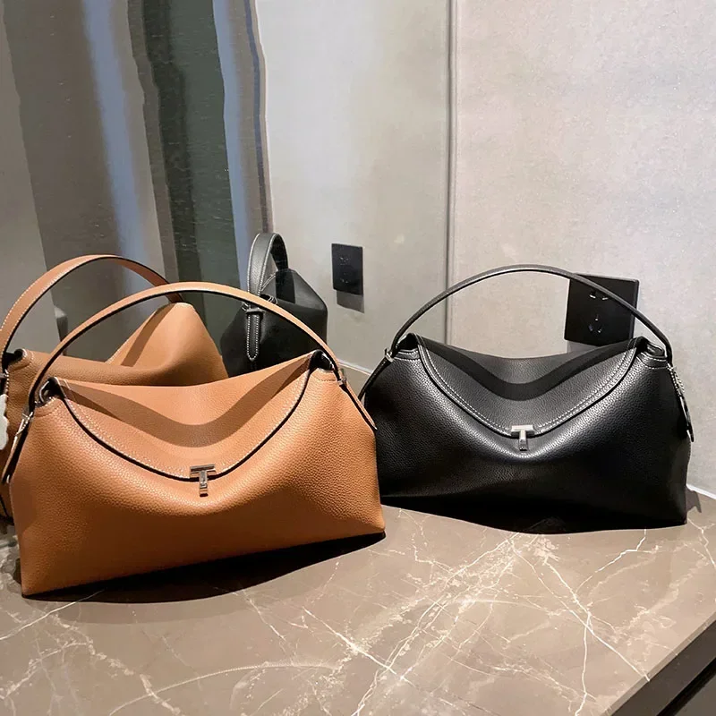 

Brand Design Toteme Bag Cowhide Flap Women's Handbag Fashion T-shaped Lock Large Capacity Luxury Leather Shoulder Crossbody Bag