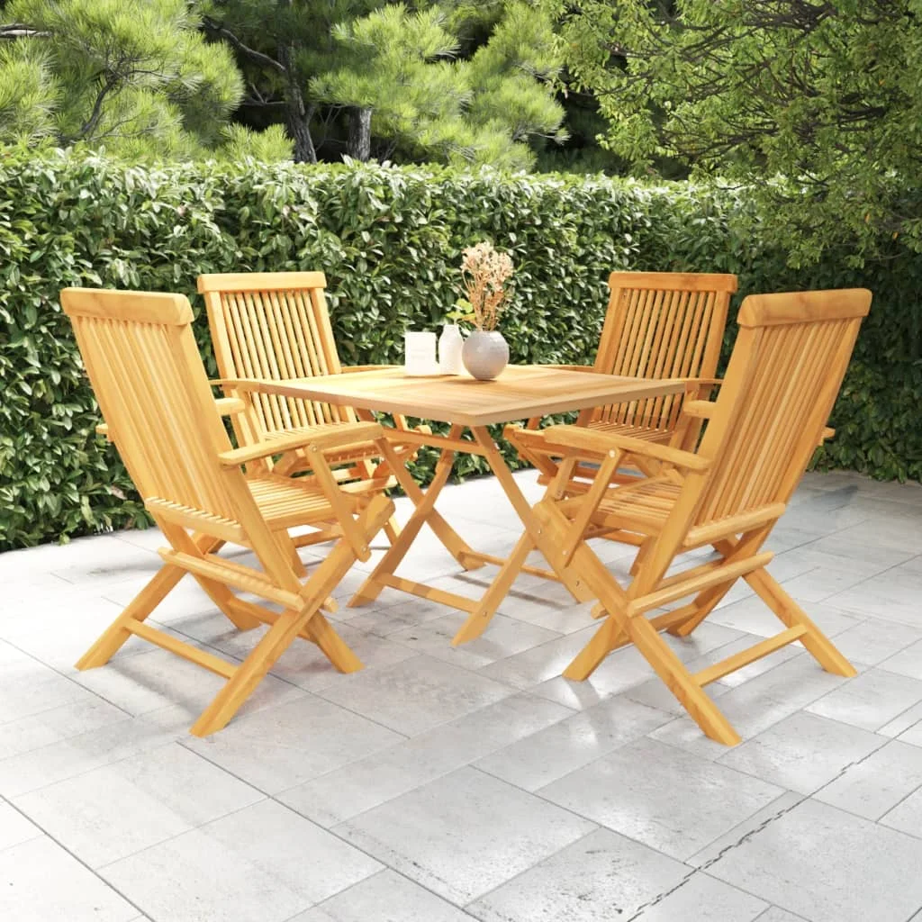 

5 Piece Garden Dining Set,Patio Table and Chair Set, Solid Teak Wood