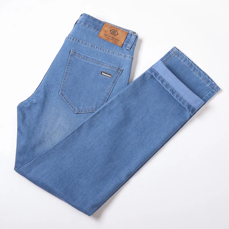 Мужские Универсальные Повседневные Джинсовые Джинсы Эластичные Прямые Брюки Со