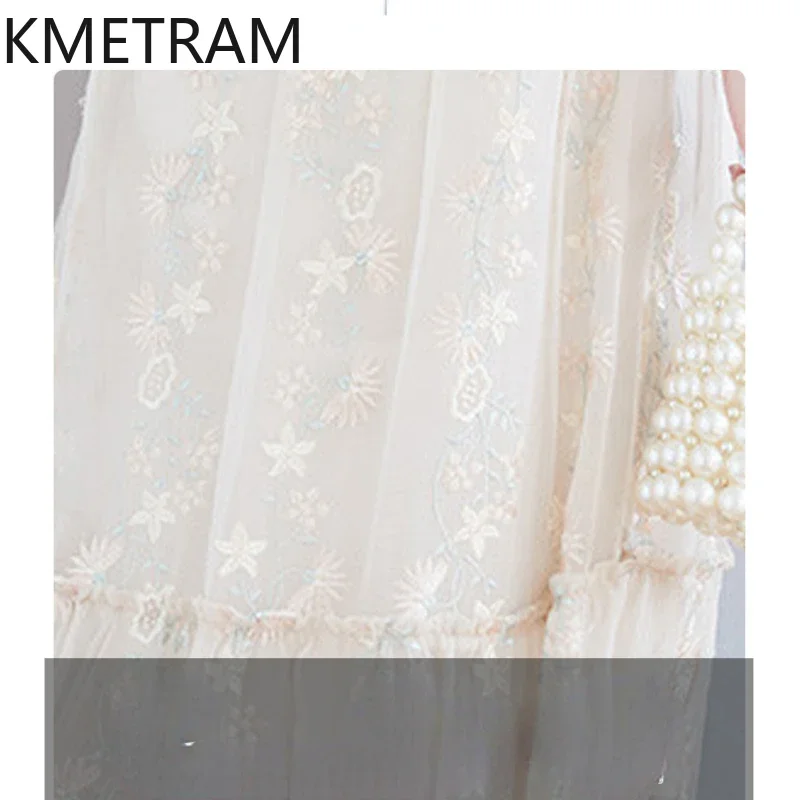 KMETRAM платья из 100% тутового шелка белое платье летняя женская одежда длинные