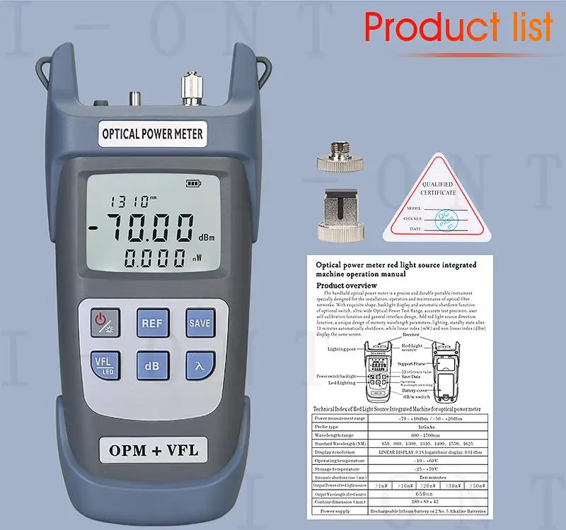 AUA All-IN-ONE Optical Power Meter with Visual Fault Locator optical fiber tester 5KM 10km 20KM 30km VFL 1/10/20/30MW