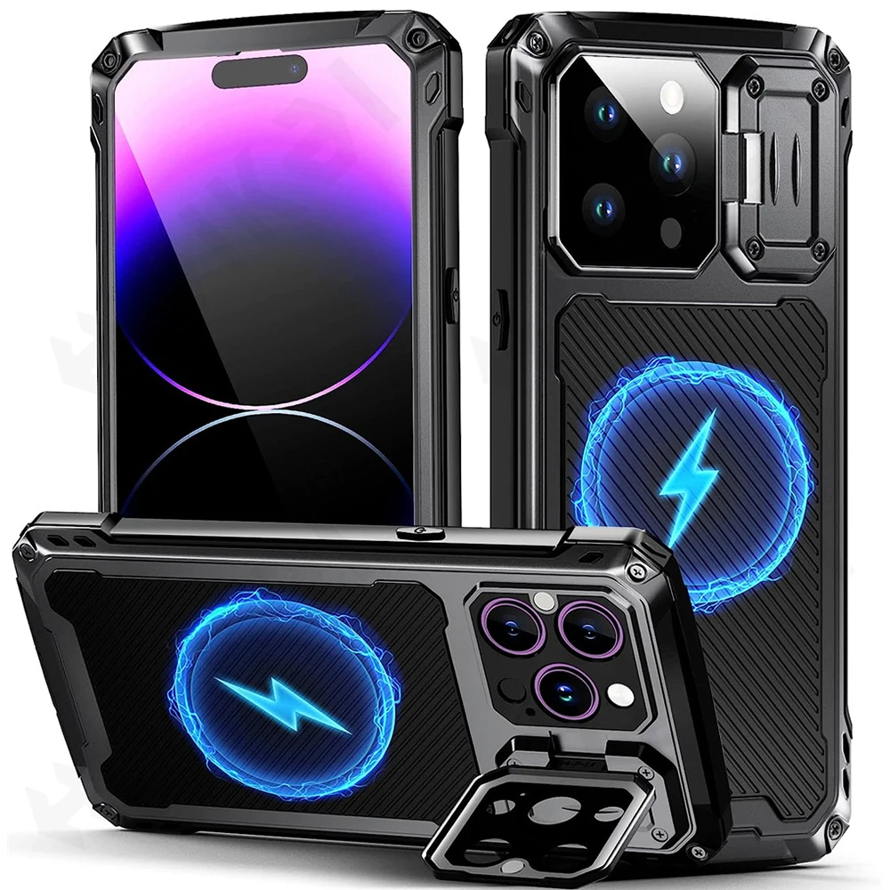 

Case For iPhone 14 Pro Max 14 Pro Camera Kickstand Holder Metal Heavy Duty 360 Full Body Shockproof Armour Protective Cover